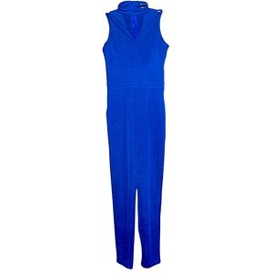 Elegant Blue Sleeveless Jumpsuit with Choker